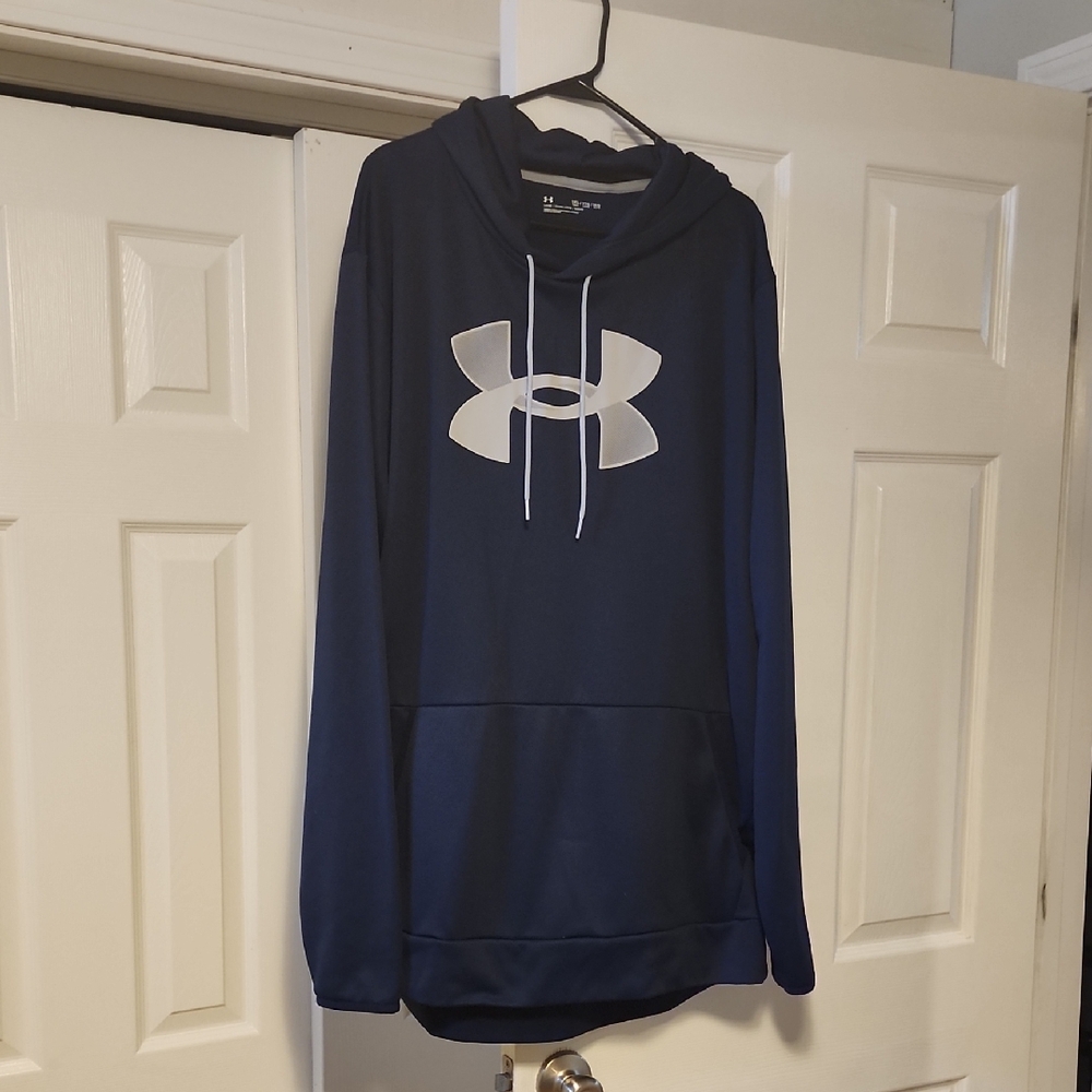Under Armour Men's Navy Hoodie with White Logo